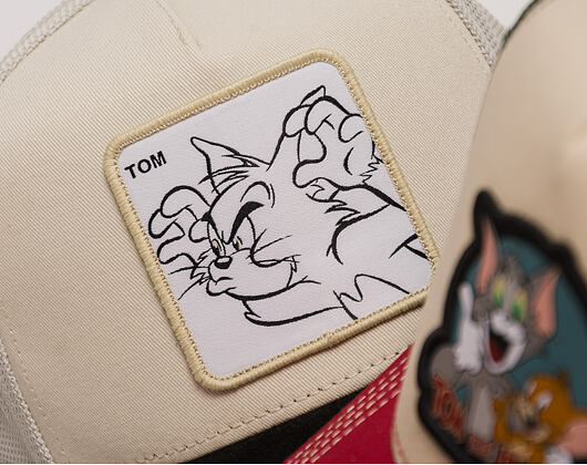 Kappe Capslab - Tom & Jerry Trucker - Tom Line Art Suede Visor - Off White / Black