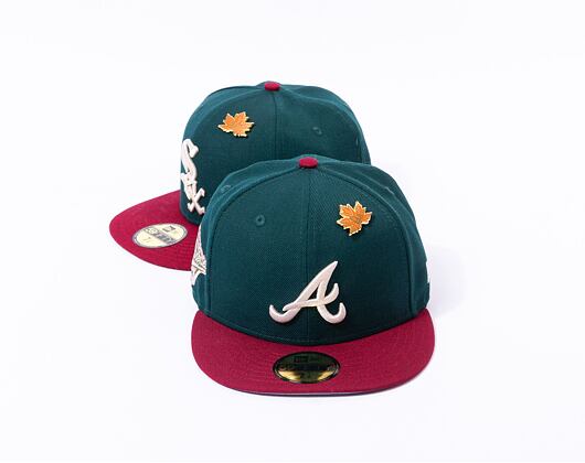 Kappe New Era 59FIFTY MLB "Leaf Drop" WS Patch Atlanta Braves Green / White