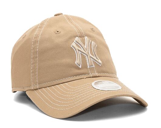 Damen Kappe New Era 9TWENTY MLB Washed - NY Yankees - Camel / White