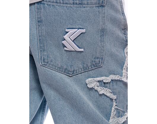 Hose Karl Kani OG Baggy Five Pocket Paintsplatter Denim Bleached blue/white