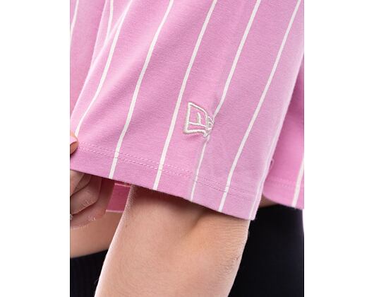Damen T-Shirt New Era Pinstripe Crop Tee - Fondant Pink / Off White