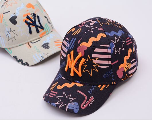 Kinderkappe New Era - MLB Kids Print 9FORTY - NY Yankees - Navy / Papaya Orange