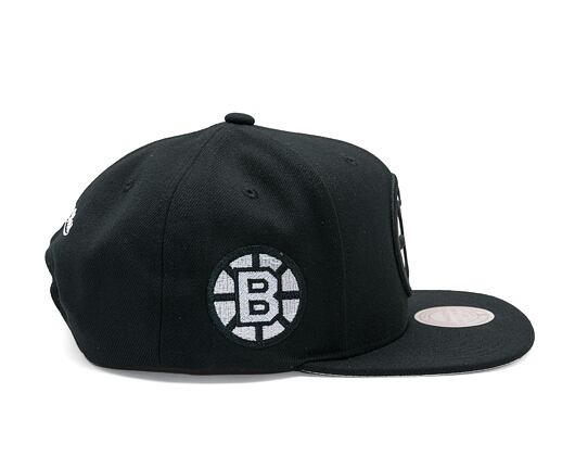 Kappe Mitchell & Ness - Boston Bruins - Evergreen Black White Snapback Vntg - Black