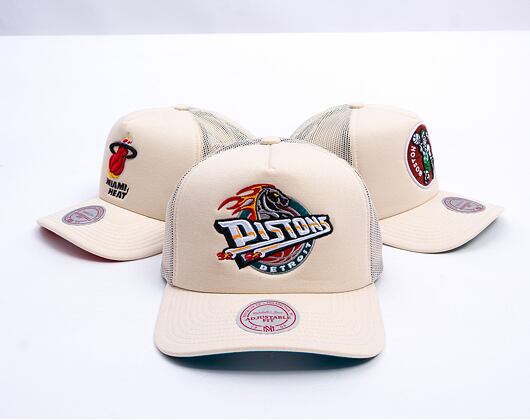 Kappe Mitchell & Ness - Detroit Pistons - Evergreen Trucker Hwc - Off White