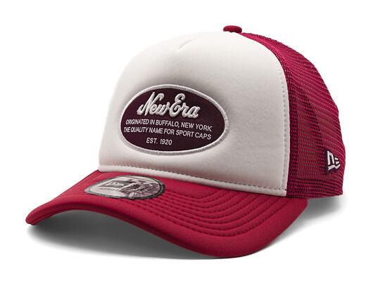 Kappe New Era - Branded Oval Foam Patch 9FORTY Trucker - White / Cherry