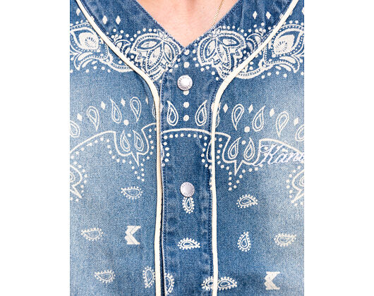 Trikot Karl Kani - Kani Paisley Denim Baseball Shirt - Blue