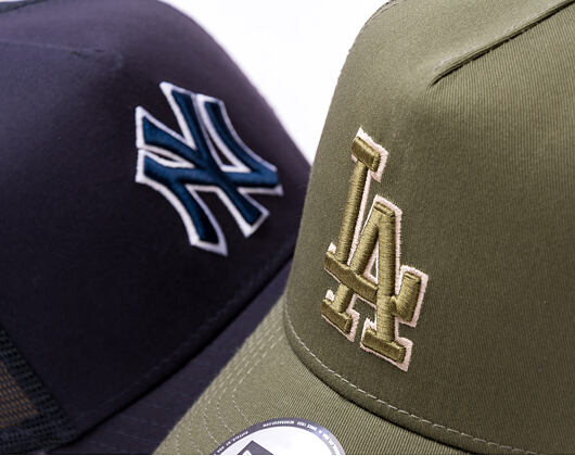 Kappe New Era - MLB Outline 9FORTY Trucker - LA Dodgers - New Olive