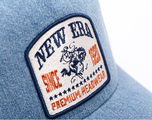 Kappe New Era - Western Rodeo Denim Patch 9FORTY Trucker - Himmelblau / Marine