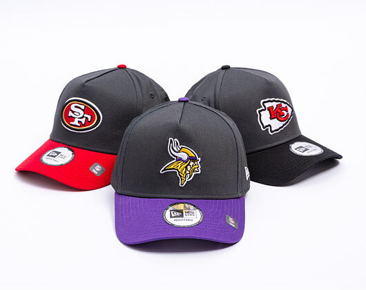 Kappe New Era - NFL Charcoal Drop 9FORTY A-Frame - Minnesota Vikings - Steel Clouds / Purple