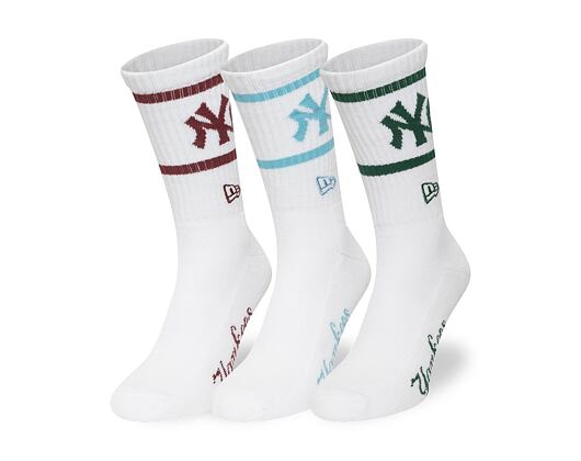Socken New Era - MLB Crew Socks 3pk - NY Yankees - White