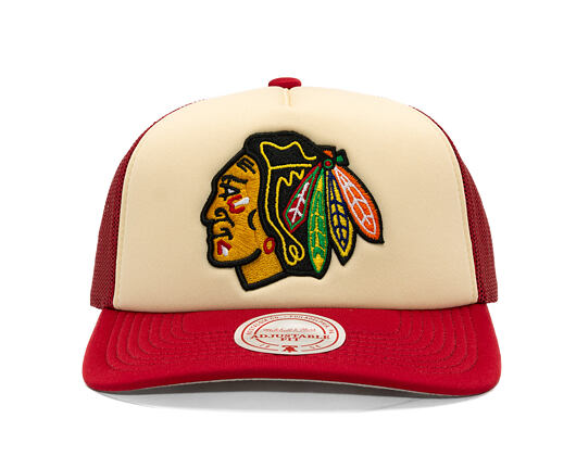 Kappe Mitchell & Ness - NHL Vintage Block Trucker - Chicago Blackhawks - Cream