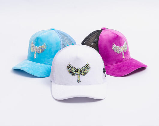 Kappe Reflection Luxury Samt Strasssteine Weiß