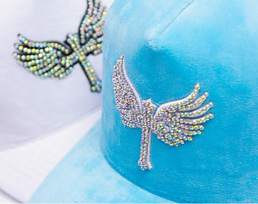 Kappe Reflection Luxus Samt Strasssteine Baby Blau