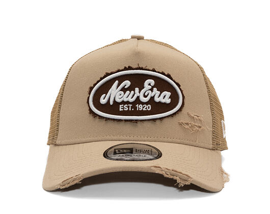 Kappe New Era - Branded Oval Canvas Distress 9FORTY Trucker - Camel