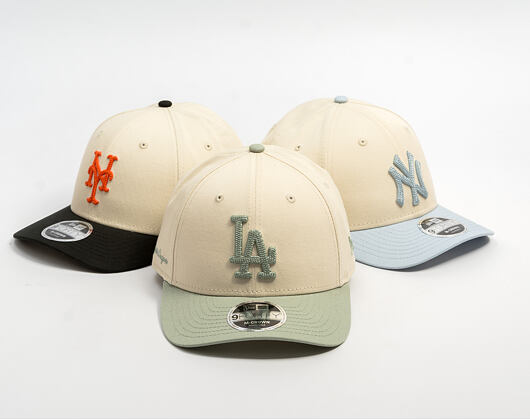 Kappe New Era - MLB Side Script 9FORTY M-CROWN - LA Dodgers - Cream / Pastel Green