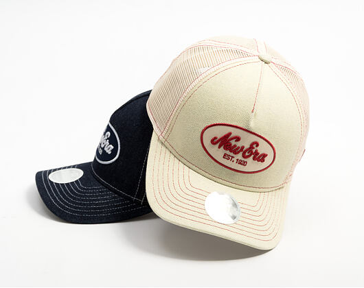 Damen Kappe New Era - Branded Denim Oval Logo 9FORTY M-CROWN A-Frame Trucker - Cream