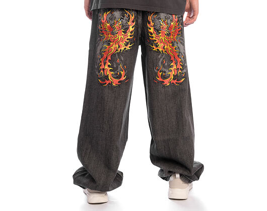 Hose Ed Hardy - Embroidered Angel Xxtra Fit Jeans - Distressed Black Wash