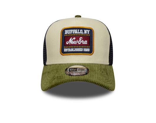 Kappe New Era - Branded Patch Cord 9FORTY A-Frame Trucker - Cream / New Olive