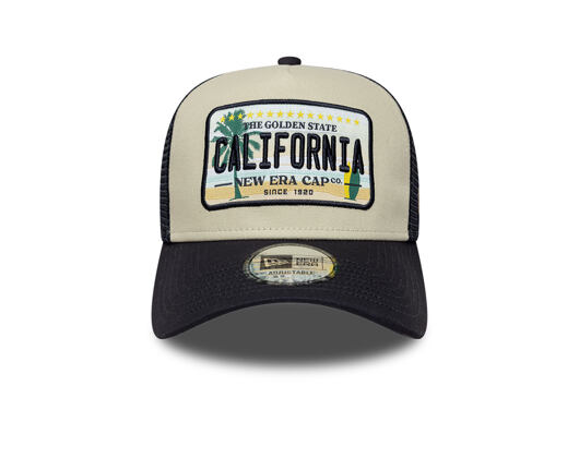 Kappe New Era - Branded Licence Plate 9FORTY A-Frame Trucker - Navy / Stone