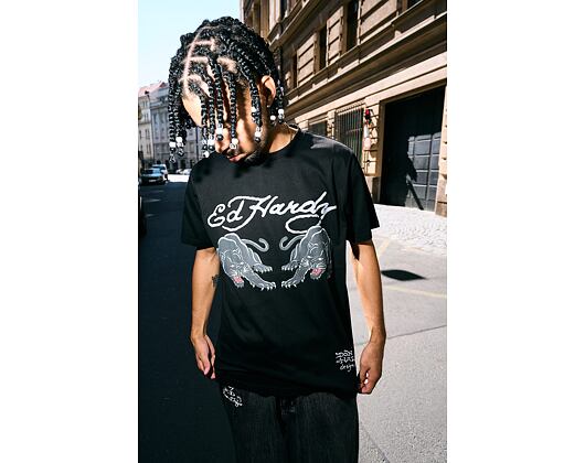 T-Shirt Ed Hardy - Mens Double-Panther Tshirt - Black