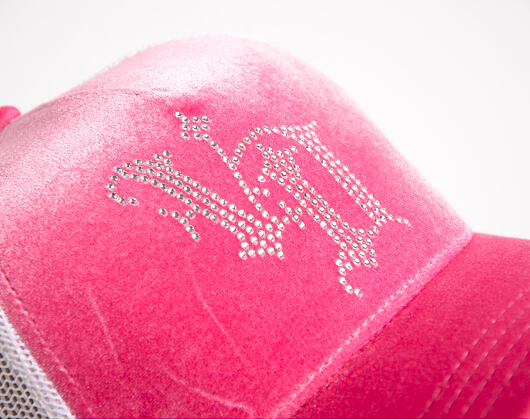 Damen Kappe Von Dutch - Baseball - Velvet Rhinestone Logo - White / Pink