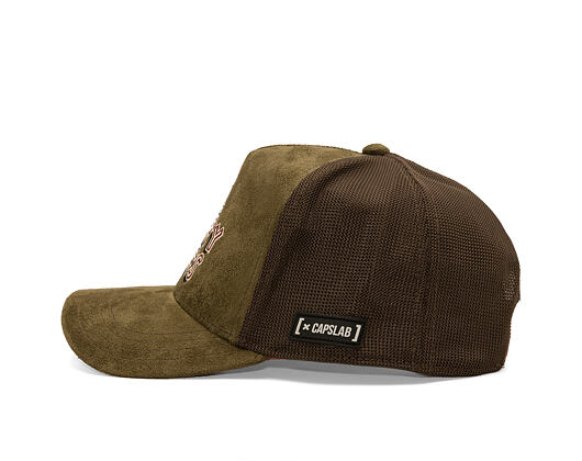 Kappe Capslab - Looney Tunes Trucker - Bugs Bunny Logo Peek Suede - Olive / Brown