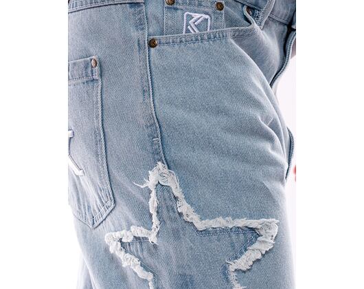 Hose Karl Kani OG Baggy Five Pocket Paintsplatter Denim Bleached blue/white
