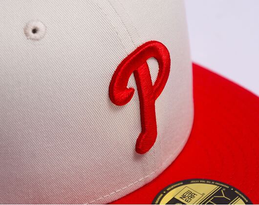 Kappe New Era 59FIFTY MLB White Crown Philadelphia Phillies Cooperstown Off White / Red