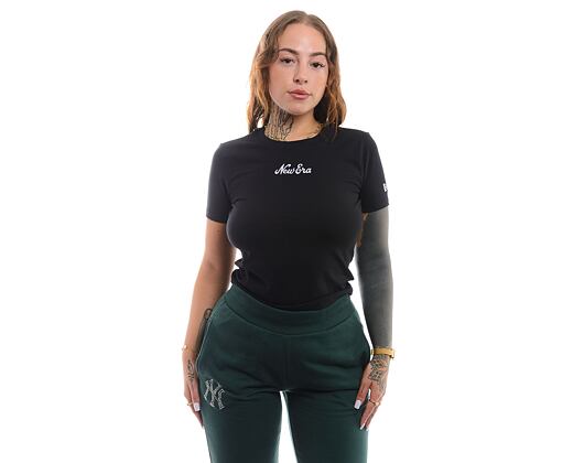 Damen T-Shirt New Era - Script Tee Slim - Black / White