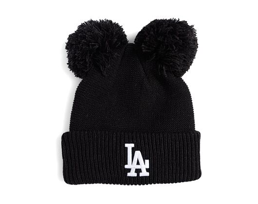 Damen Mütze New Era - Medium Knit Double Pom Beanie - LA Dodgers - Black / White