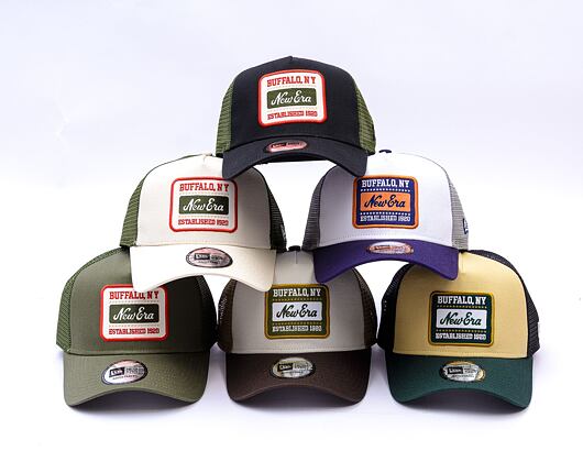 Kappe New Era - Buffalo Patch 9FORTY Trucker - Black / New Olive