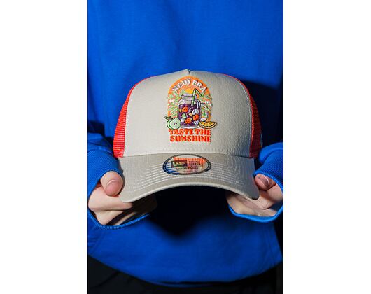 Kappe New Era - Summer Patch 9FORTY Trucker - Stone / Orange