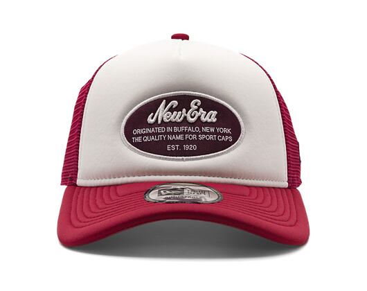 Kappe New Era - Branded Oval Foam Patch 9FORTY Trucker - White / Cherry