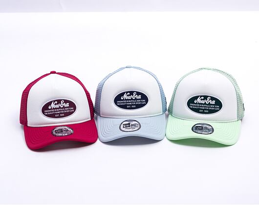 Kappe New Era - Branded Oval Foam Patch 9FORTY Trucker - White / Cherry