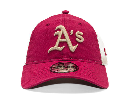 Kappe New Era - MLB Washed Mesh 9TWENTY - Oakland Athletics - Cherry / Stone