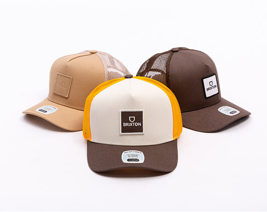 Kappe Brixton - Alpha Block X C Mp Mesh Cap - Golden Glow/Off White/Deep Brown