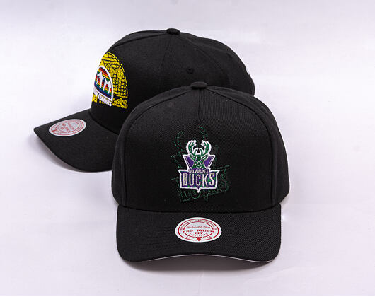 Kappe Mitchell & Ness - NBA Tilted Pro Snapback Hwc - Milwaukee Bucks - Black