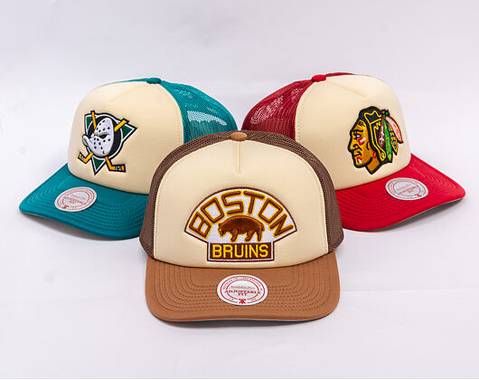 Kappe Mitchell & Ness - NHL Vintage Block Trucker - Boston Bruins - Cream