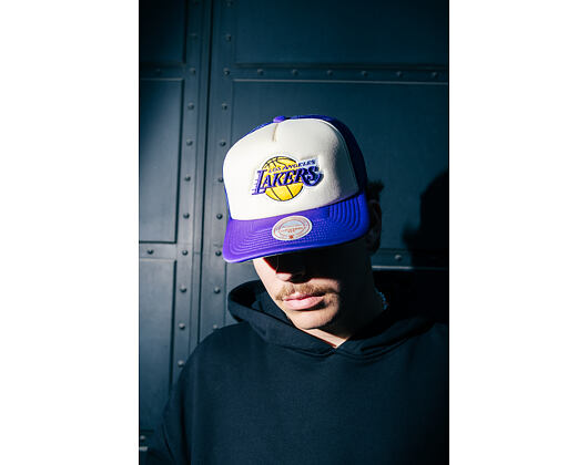 Kappe Mitchell & Ness - NBA Vintage Block Trucker - LA Lakers - Cream