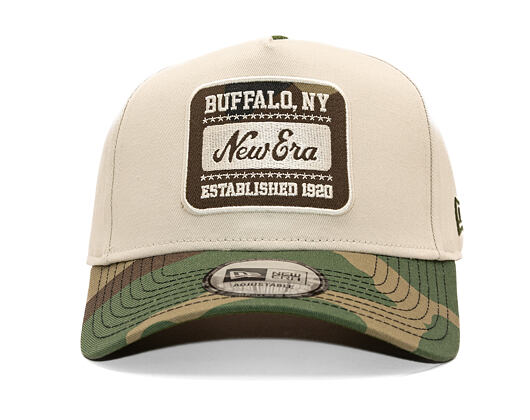 Kappe New Era - Branded Camo Patch 9FORTY A-Frame - Stone / Woodland Camo