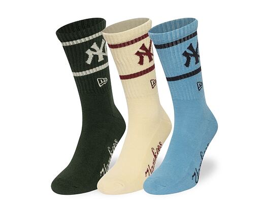 Socken New Era - MLB Crew Socks 3pk - NY Yankees - Green / Cream / Blue