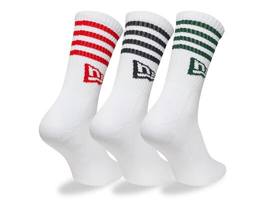 Socken New Era - Stripe Crew Socks 3pk - White