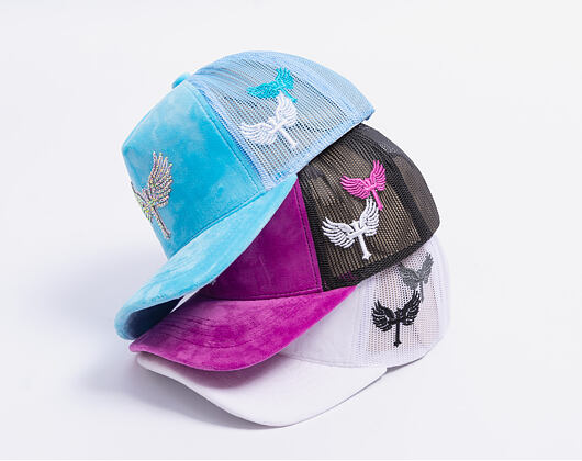 Kappe Reflection Luxury Samt Strasssteine Weiß