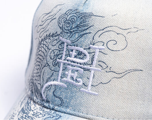 Kappe Ed Hardy - Crawling Dragon Wash Denim 5 Panel Cap - Bleach