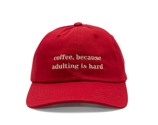Schirmmütze 8by8 - Dadcap - "Kaffee, weil Erwachsensein schwer ist" - Cranberry