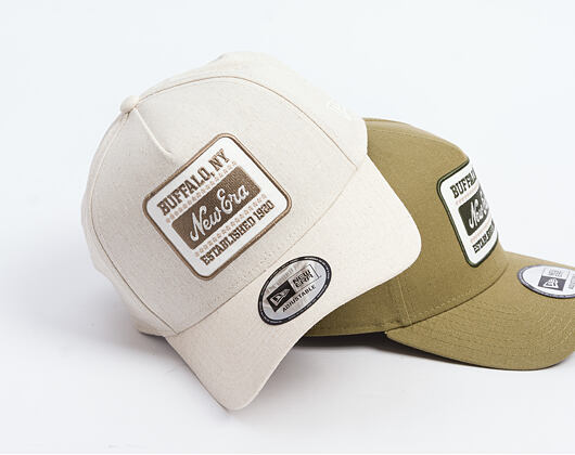 Kappe New Era - Branded Buffalo Patch Linen 9FORTY A-Frame - Stone