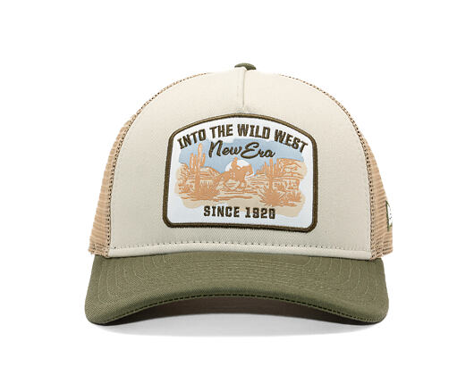Kappe New Era - Branded Wild West Patch 9FORTY M-CROWN A-Frame Trucker - New Olive / Stone