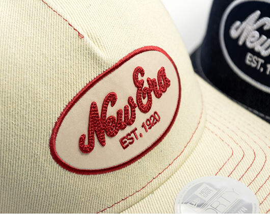 Damen Kappe New Era - Branded Denim Oval Logo 9FORTY M-CROWN A-Frame Trucker - Cream