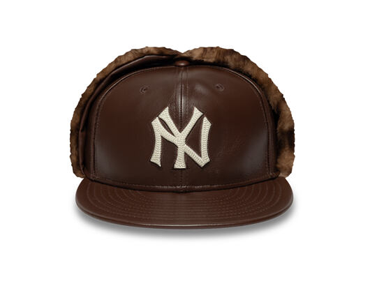 Kappe New Era - MLB IMAGE DROP Leather Dog-Ear 59FIFTY - NY Yankees - Deep Auburn