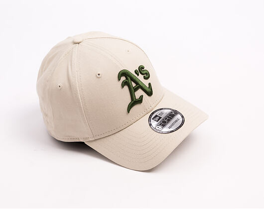 Kappe New Era - MLB League Essential 9FORTY - Oakland Athletics - Stone / Dark Green